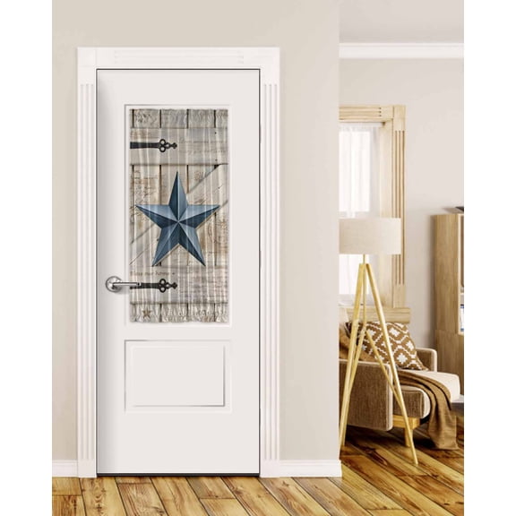 Texas Star Vintage Blackout Curtains, French Door Curtains for Door Window, Navy Blue Retro Privacy Drapery for Patio/Sidelight Doors, 1 Panel with Tieback, 25 x 40 Inches