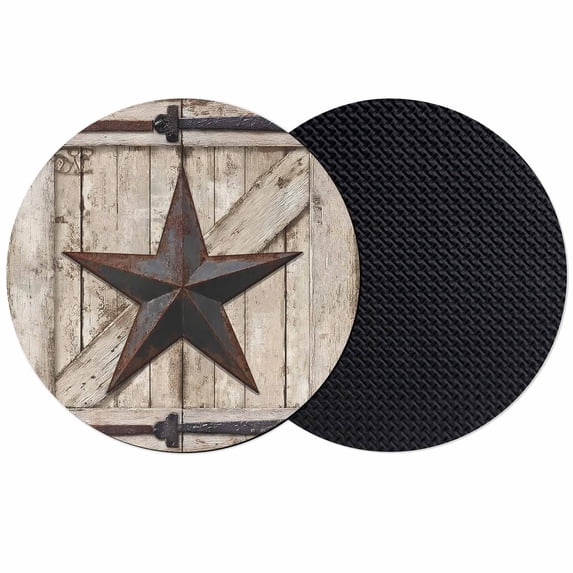 Texas Star Vintage Coasters Set of 2, Absorbent Coasters for Drinks, Brown Khaki Wooden Retro Art Coaster for Desk Coffee Table Protection, Home Decor House Warming Gifts 4"