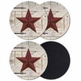 thumbnail image 1 of Texas Star Vintage Coasters Set of 4, Absorbent Coasters for Drinks, Red Retro Berry Wooden Coaster for Desk Coffee Table Protection, Home Decor House Warming Gifts 4", 1 of 8