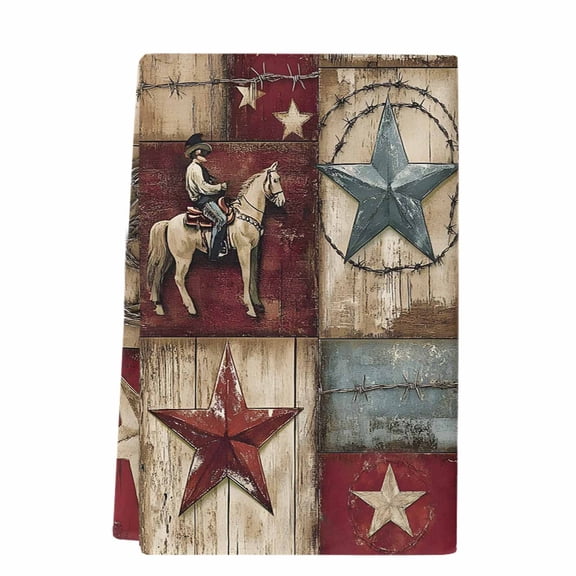 Texas Star Vintage Microfiber Kitchen Towel, Country Star Western Cowboy Soft Absorbent Dish Towels, Quick Drying Washable Dishcloths for Kitchen Cleaning, Drying Dishes, 18x28 Inches
