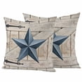 thumbnail image 1 of Texas Star Vintage Outdoor Waterproof Pillow Covers, Navy Blue Retro Berry Wooden Decorative Square Throw Pillowcase Sofa Cushion Sham for Patio/Couch/Chair, 16"x16" 2 Pack, 1 of 8