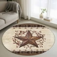 thumbnail image 1 of Texas Star Vintage Round Area Rug 3.3Ft Washable Circle Rugs for Dining Room Table, Brown Retro Art Red Berry Farmhouse Non-Slip Carpet Floor Mats Indoor Outdoor Carpet Runner Aesthetic Home Decor, 1 of 8