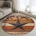 thumbnail image 1 of Texas Star Vintage Round Area Rug 3Ft Washable Small Circle Rugs for Kitchen Entryway, Berry Burnt Orange Brown Wooden Non-Slip Carpet Floor Mats Indoor Outdoor Carpet Runner Aesthetic Home Decor, 1 of 8