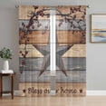 thumbnail image 1 of Texas Star Vintage Sheer Curtains 63 Inch Length 2 Panels for Living Room, Berry Grey Blue Brown Wooden Voile Kitchen Curtain Set, Luxury Privacy Drapes Window Treatment for Bedroom, 1 of 7