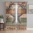thumbnail image 1 of Texas Star Vintage Sheer Curtains 63 Inch Length 2 Panels Set Window Treatments, Berry Sage Green Brown Wooden Rod Pocket Semi Curtains for Living Room/Bedroom/Kitchen Décor, 104"W x 63"L, 1 of 7