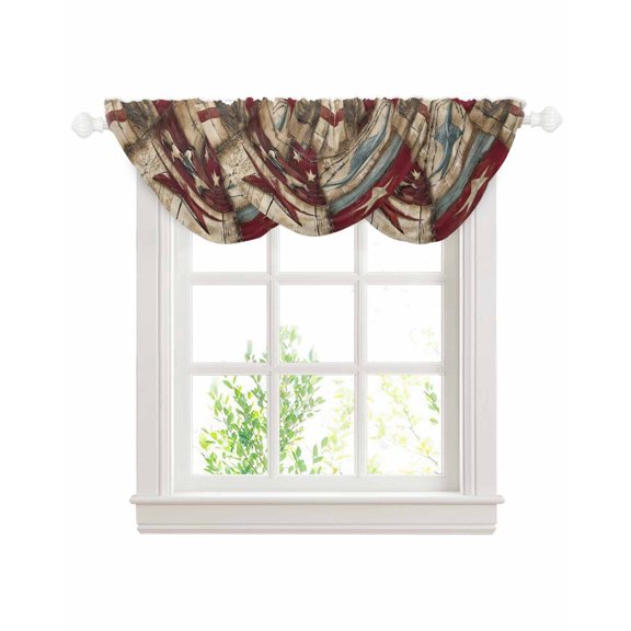 Texas Star Vintage Sheer Waterfall Valance Curtains for Window, Country Star Western Cowboy Rod Pocket Sheer Topper Swag Curtains for Living Room, Kitchen 38.5"W x 47.2"L, 3 Panels