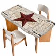 thumbnail image 1 of Texas Star Vintage Table Cloths for 3 Foot Rectangle Tables, Red Retro Berry Wooden Patio Waterproof Elastic Fitted Tablecloths, Washable Rectangular Table Cover for Camping, 1 of 8