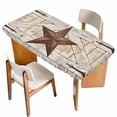 thumbnail image 1 of Texas Star Vintage Table Cloths for 6 Foot Rectangle Tables, Retro Brown Berry Wooden Patio Waterproof Elastic Fitted Tablecloths, Washable Rectangular Table Cover for Camping, 1 of 8