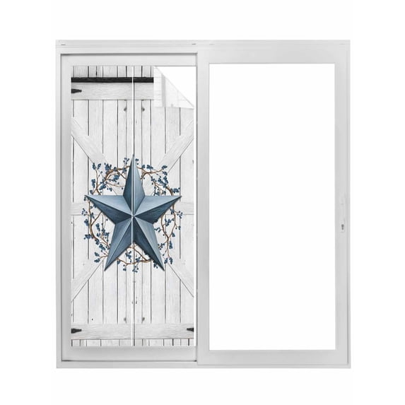 Texas Star Vintage Window Privacy Film, Navy Blue Retro Wooden Berry Static Cling UV Sun Blocking Tint Film Heat Control Windows Films for Bedroom Bathroom, Window Stickers 29.5"x78.7"