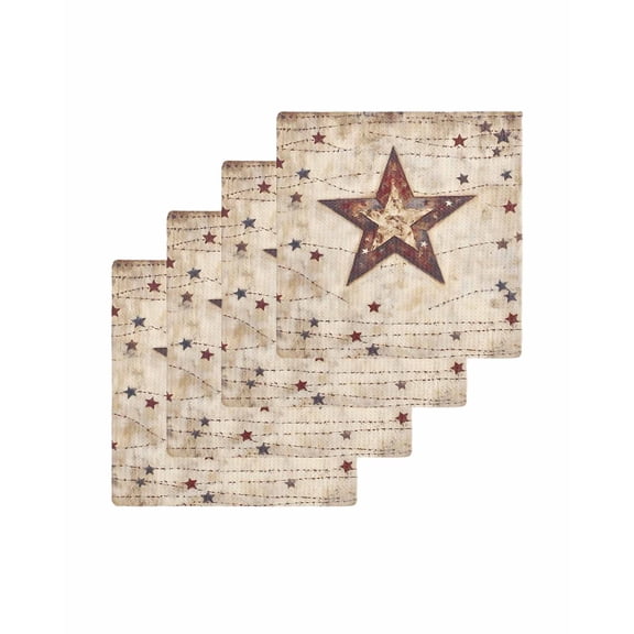 Texas Star Western Kitchen Dish Towels for Drying Dishes Set of 4, Stars Country Retro Waffle Weave Microfiber Terry Hand Tea Bathroom Towels Quick Dry & Absorbent Towel 12x12