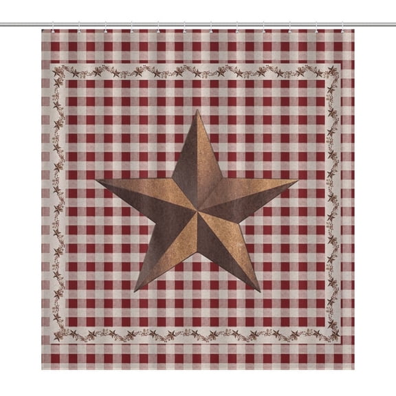 Texas Star Western Shower Curtain Ornament Bathroom Curtains with Fabric Bathroom Decor