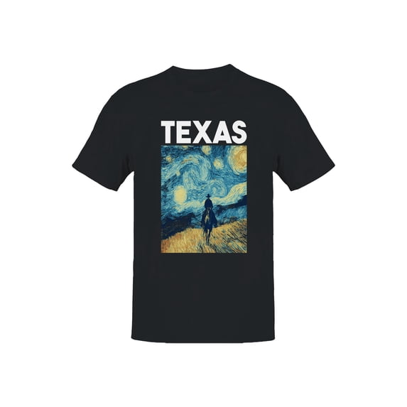 Texas Starry Night Graphic Men's Black T-Shirt