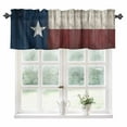 thumbnail image 1 of Texas Stars Kitchen Valances for Windows 42x18 Inch Kitchen Curtains Valances Rod Pocket Navy Blue Red Retro Gray Wooden Bathroom Window Valances for Window Treatment Decor, 1 of 6