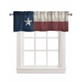 thumbnail image 1 of Texas Stars Kitchen Valances for Windows Farmhouse Linen Window Valance Curtain for Living Room Window Treatment Navy Blue Red Retro Gray Wooden Valance Rod Pocket Topper Drape, 60 x 18 Inch, 1 of 6