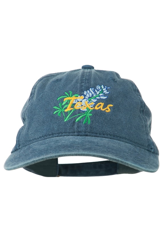 Texas State Bluebonnet Flower Embroidered Cap - Navy OSFM