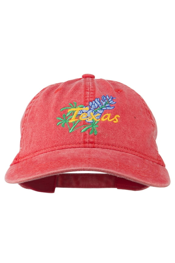 Texas State Bluebonnet Flower Embroidered Cap - Red OSFM