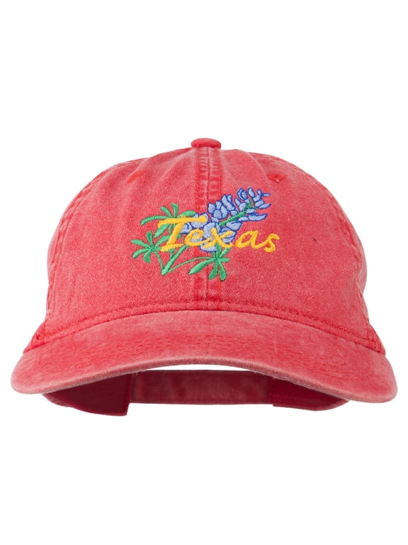 Texas State Bluebonnet Flower Embroidered Cap - Red OSFM