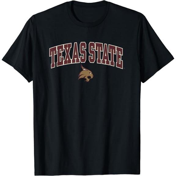 Texas State Bobcats Arch Over Black Licensed T-Shirt , Vintage T-Shirt