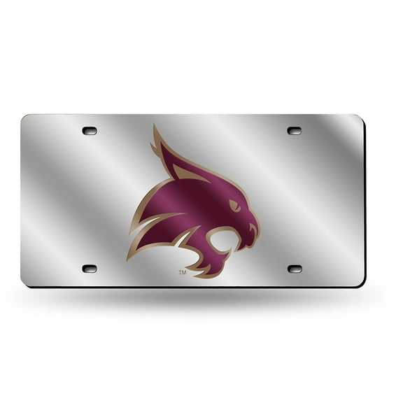Texas State Bobcats Mirrored Laser Cut License Plate Laser Tag