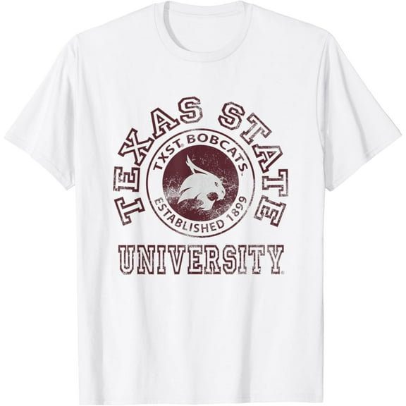 Texas State Bobcats Vintage Circle White T-Shirt
