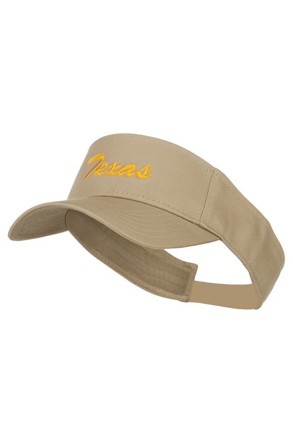 Texas State Embroidered Cotton Twill Sun Visor - Khaki OSFM