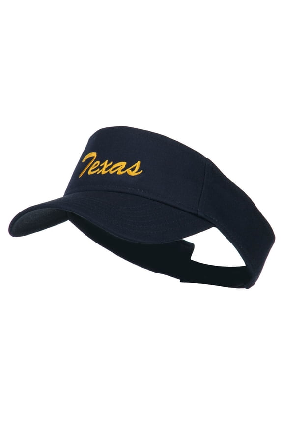 Texas State Embroidered Cotton Twill Sun Visor - Navy OSFM