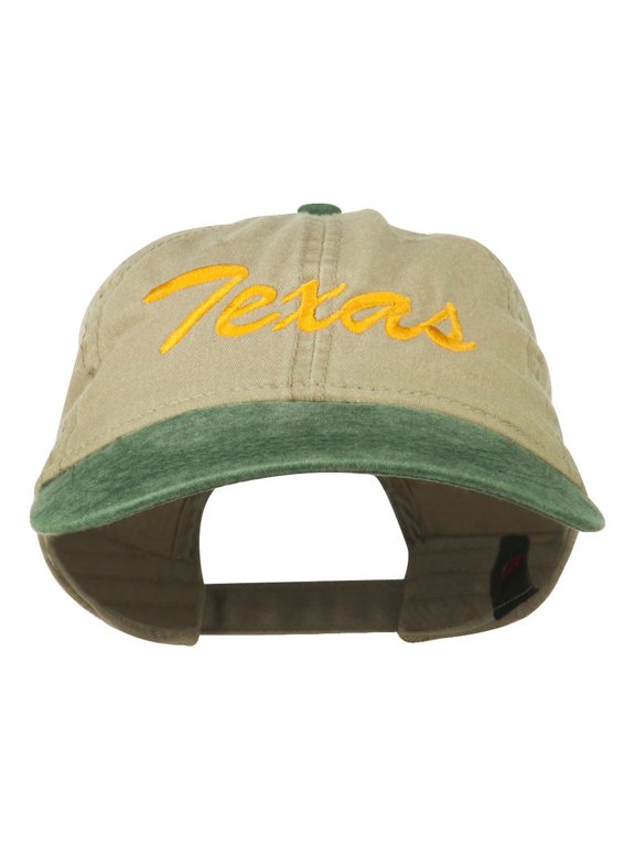 Texas State Embroidered Washed Pigment Dyed Cap - Green Khaki OSFM