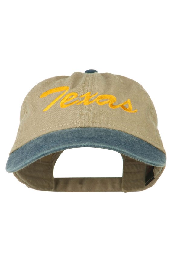 Texas State Embroidered Washed Pigment Dyed Cap - Navy Khaki OSFM