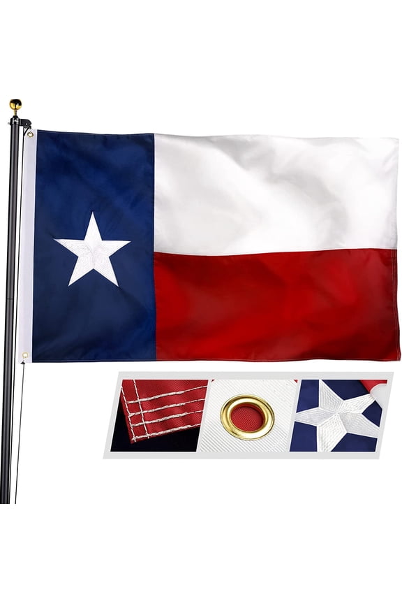Texas State Flag 3x5 ft , Embroidered Stars, Sewn Stripes, 300D Durable US USA Flag for Indoor Outdoor Decor with Brass Grommets