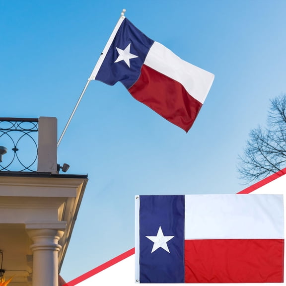 Texas State Flag 3x5FT, Embroidered Stars 210D Nylon, Outdoor Heavy Duty Banner with Brass Grommets, Patriotic Decoration