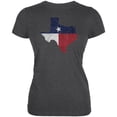 thumbnail image 1 of Texas State Flag Distressed Silhouette Juniors Soft T Shirt Deep Heather LG, 1 of 1
