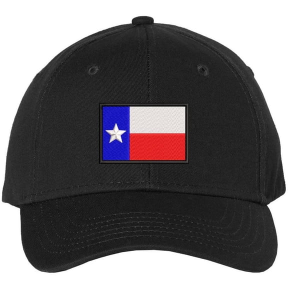 Texas State Flag Embroidered Baseball Hat Lone Star State Logo Adjustable Cap (Black)