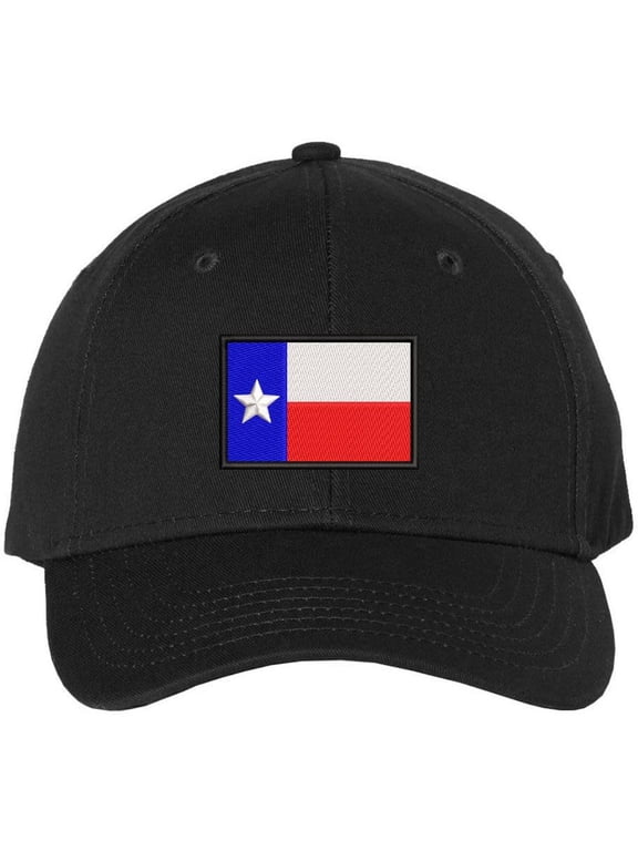 Texas State Flag Embroidered Baseball Hat Lone Star State Logo Adjustable Cap (Black)
