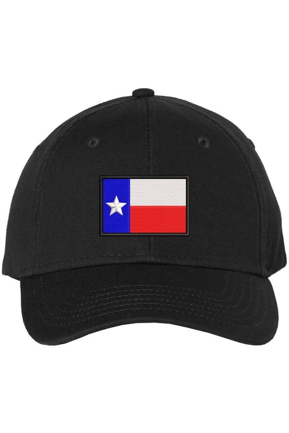 Texas State Flag Embroidered Baseball Hat Lone Star State Logo Adjustable Cap (Black)