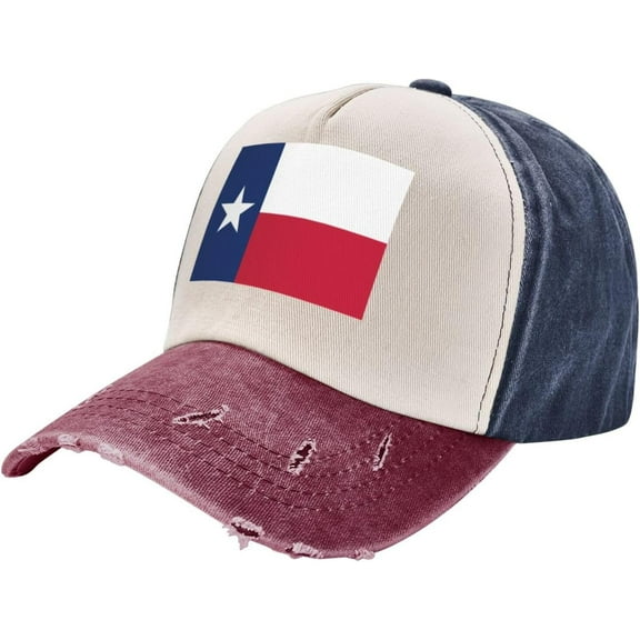 Texas State Flag Hat Vintage Adjustable Baseball Cap Cotton Dad Hat Trucker Hat for Women Men,Dark Red