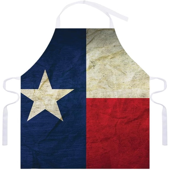 Texas State Flag Kitchen Apron, Adjustable Neck Bib Apron with Vintage Texas Flag Print for Patriotic BBQ, Grilling & Texas Pride