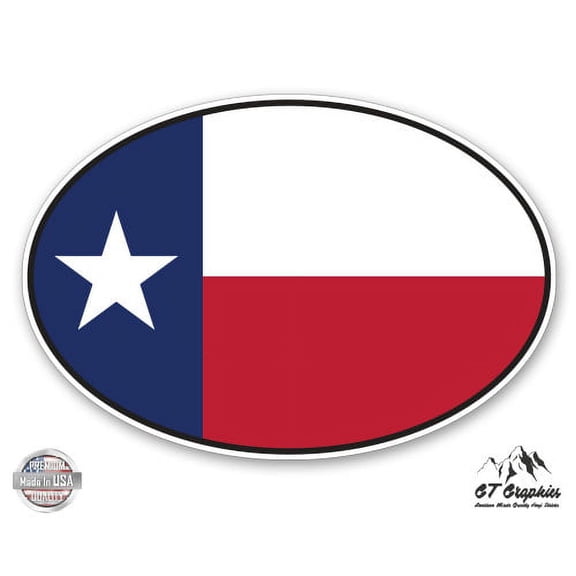 Texas State Flag Oval - 5" Vinyl Sticker - For Car Laptop I-Pad - Waterproof Decal