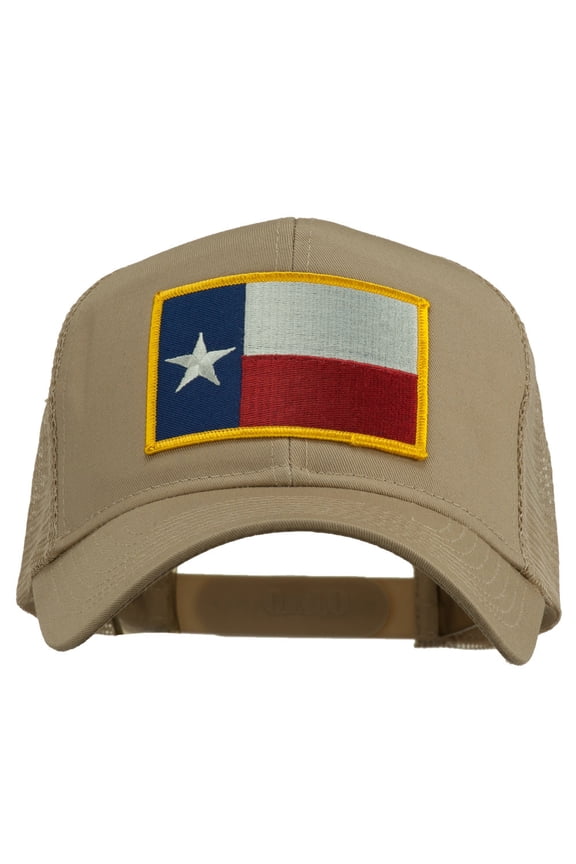 Texas State Flag Patched Mesh Cap - Khaki OSFM