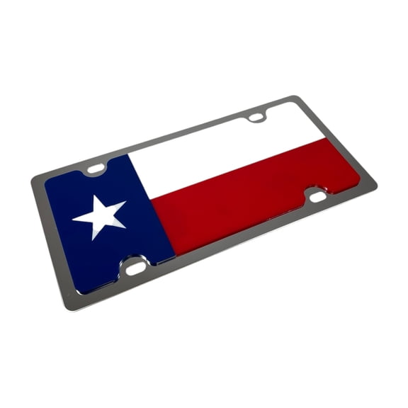Texas State Flag Premium Stainless Steel License Plate Chrome Finish U.S. Made