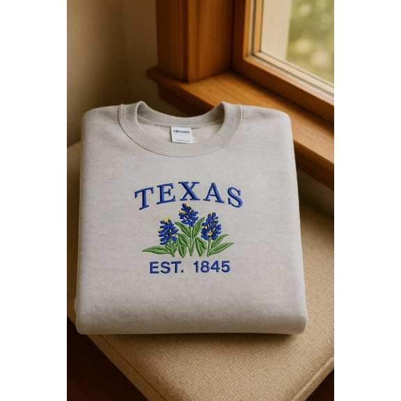 Texas State Flower Embroidered Sweatshirt, Texas Sweatshirt, Texas Gift Sweater, Texan Sweater