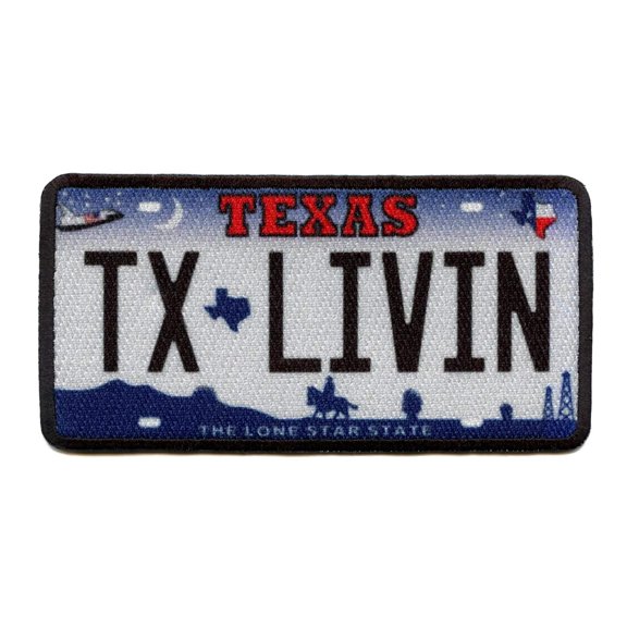 Texas State License Plate Patch Lone Star Livin Sublimated Iron On