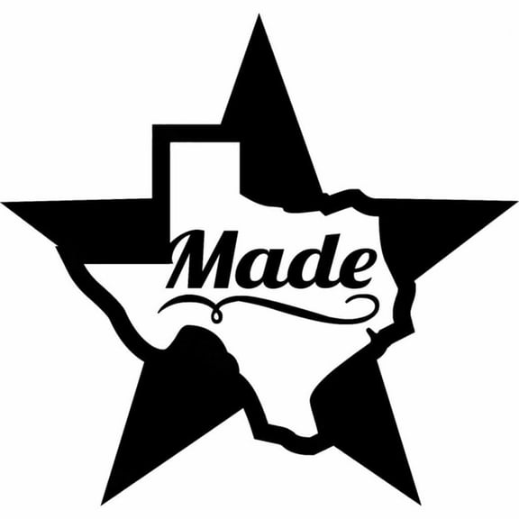 Texas State Made Decal Sticker | 6.5-Inches By 6-Inches | Black Vinyl