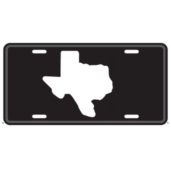 Texas State Map Black License Plate