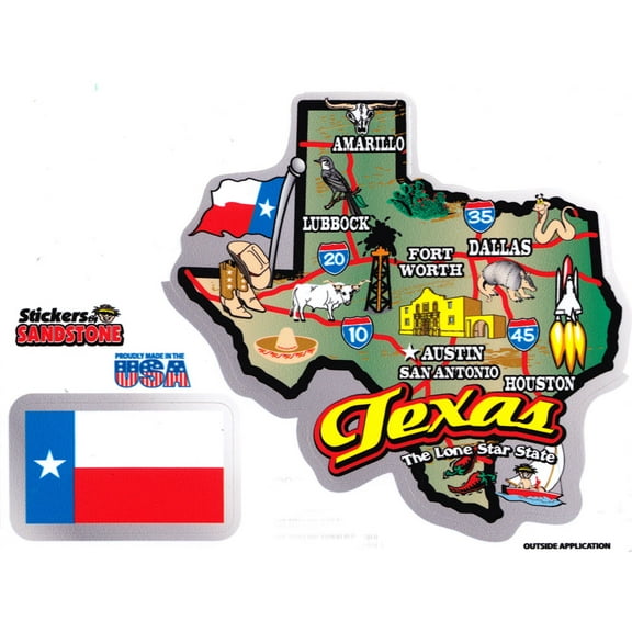 Texas State Map Die Cut Sticker