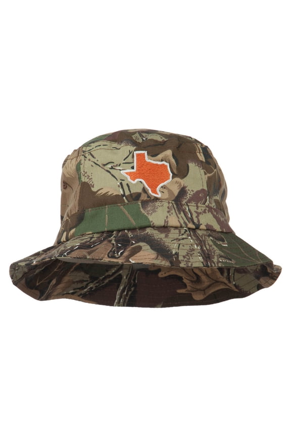 Texas State Map Embroidered Bucket Hat - Camo OSFM