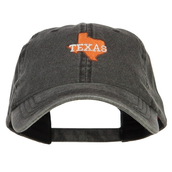 Texas State Map Embroidered Washed Cap - Black OSFM