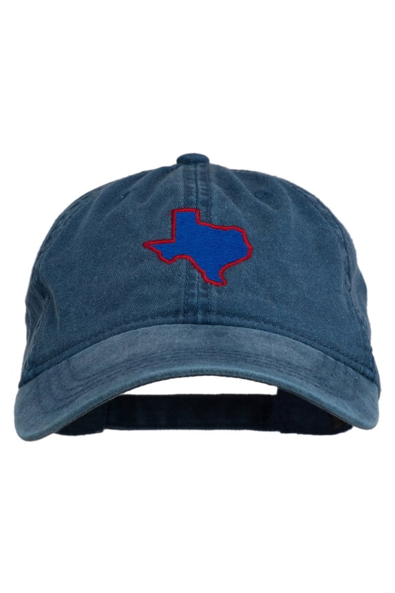 Texas State Map Embroidered Washed Cotton Cap - Navy OSFM