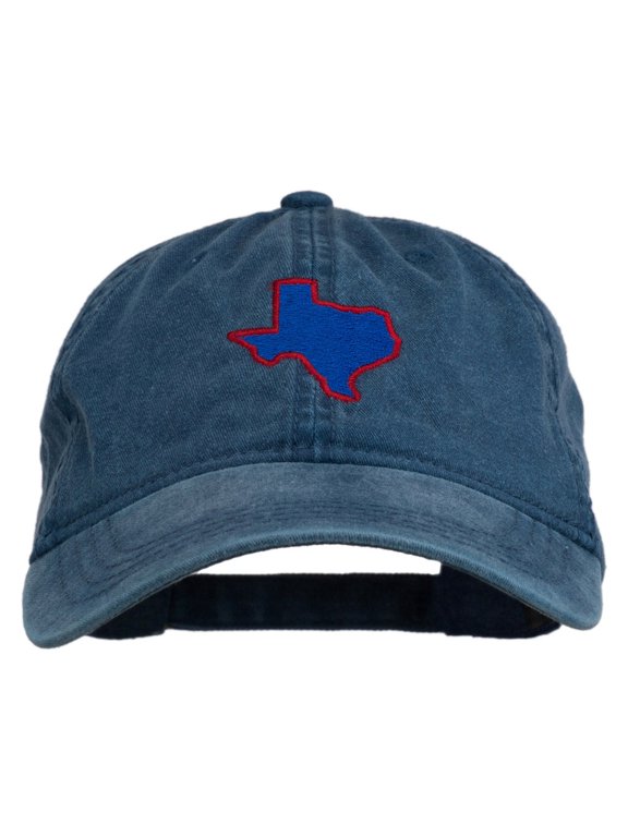 Texas State Map Embroidered Washed Cotton Cap - Navy OSFM
