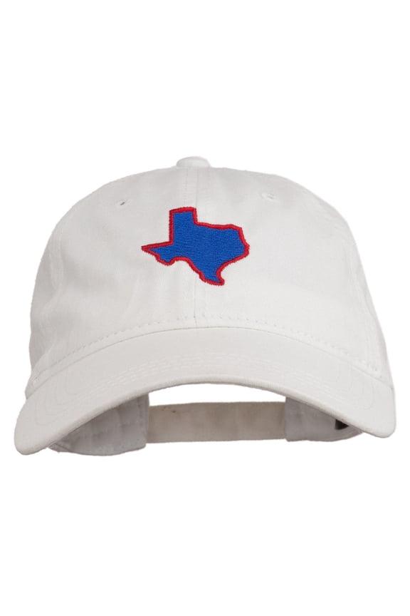 Texas State Map Embroidered Washed Cotton Cap - White OSFM