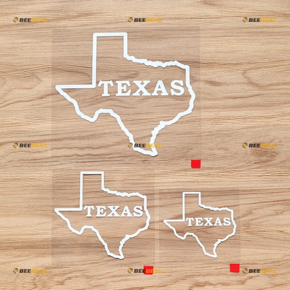 Texas State Map Outline Decal Vinyl Sticker - 3 Pack White, 3 Inches, 4 Inches, 6 Inches - Style B Die Cut No Background for Car Boat Laptop Cup Phone